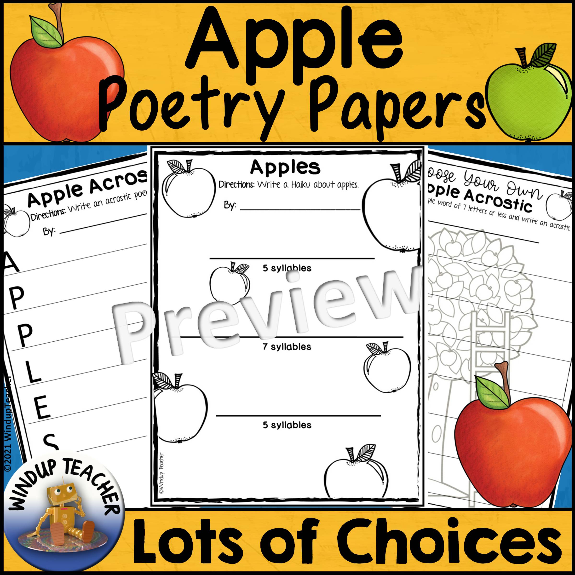 Apple poetry activity sheets made by teachers