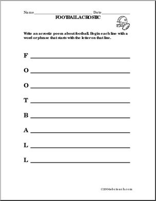 Acrostic form football elementary