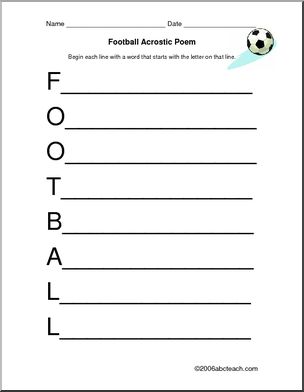 Football soccer acrostic form i