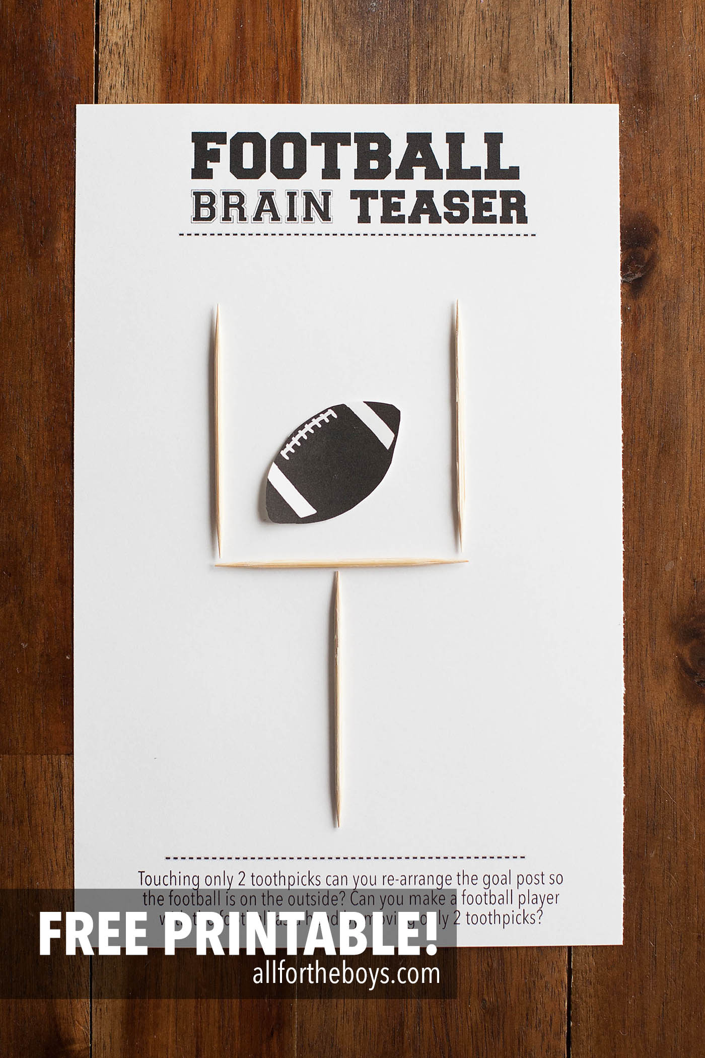 Football brain teaser printable â all for the boys