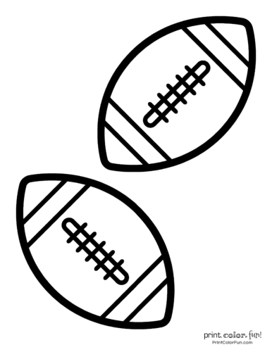 Colorful footballs and helmets coloring page