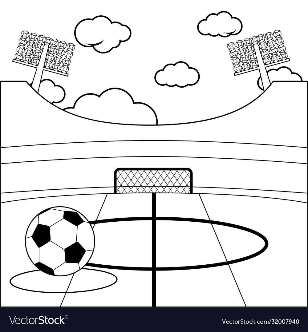 Soccer stadium coloring page royalty free vector image