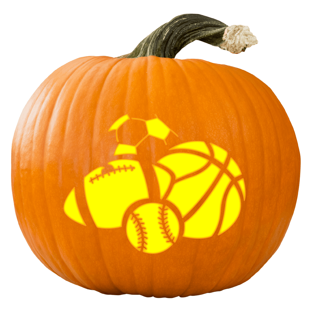 Sports fanatic pumpkin carving stencil