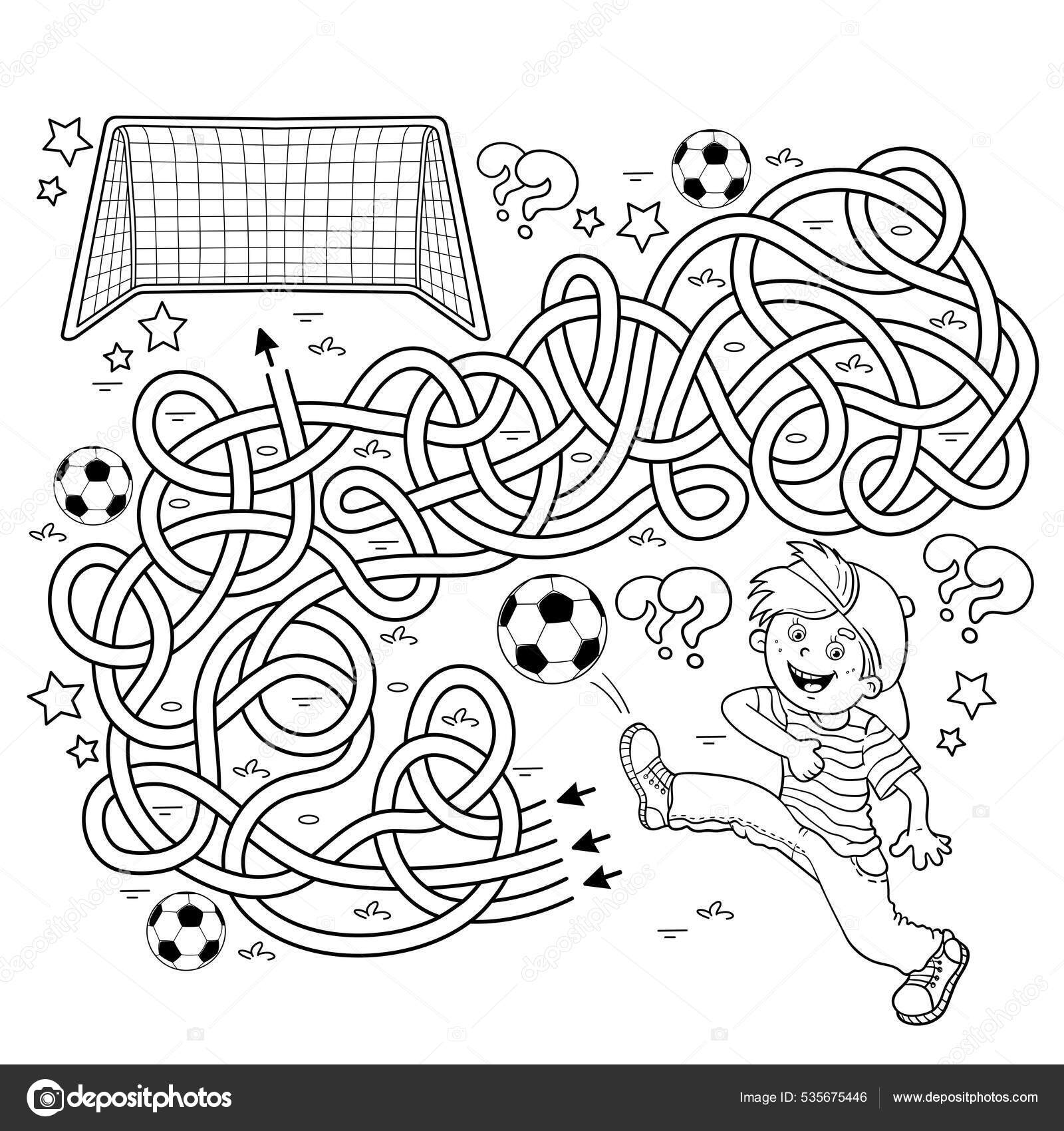 Maze labyrinth game puzzle tangled road coloring page outline cartoon stock vector by oleon