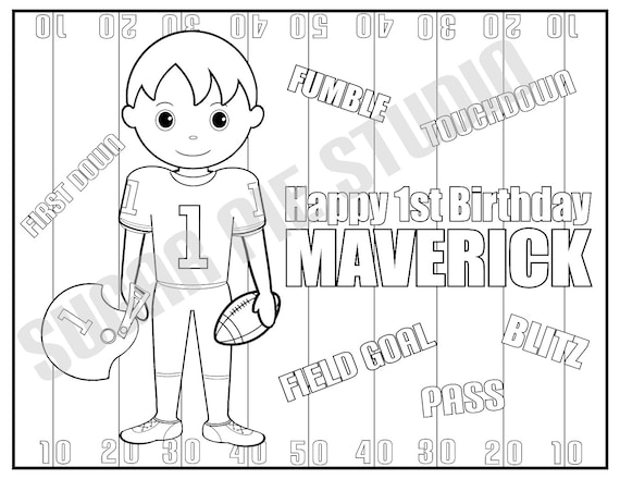 Personalized football coloring page birthday party favor colouring activity sheet personalized printable template