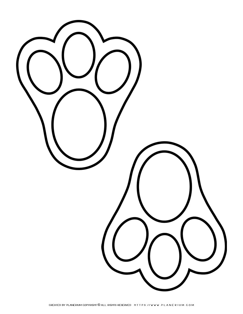 Printable bunny footprint template for easter and spring crafts