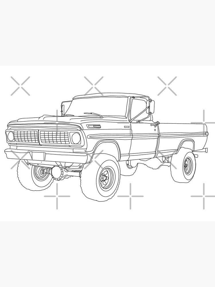 S lifted ford truck line drawing art board print for sale by youcanehere