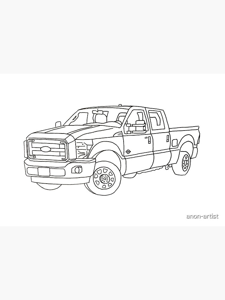 Ford truck pen drawing art board print for sale by anon