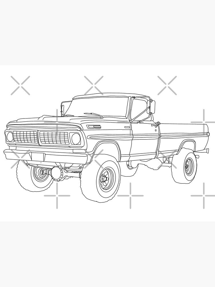 S lifted ford truck line drawing poster for sale by youcanehere