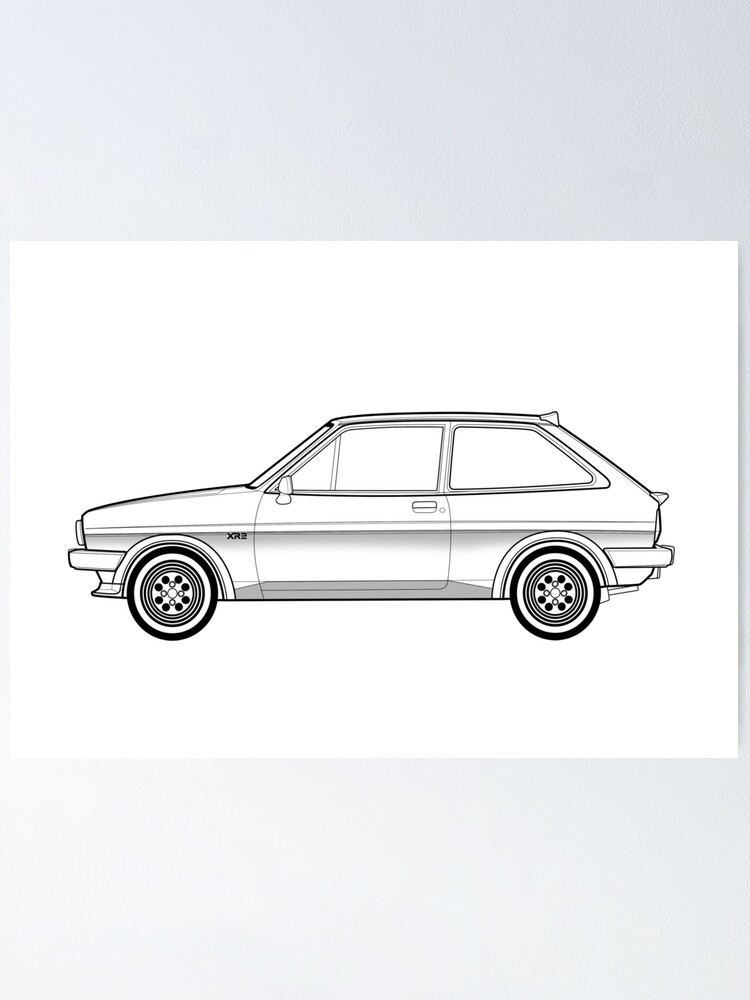 Ford fiesta xr outline artwork poster for sale by rjwautographics