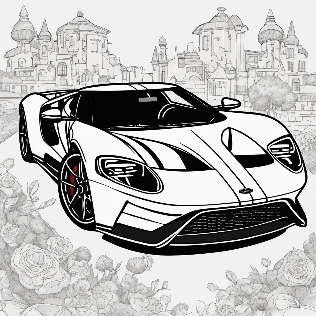 Coloring book page of ford faster car