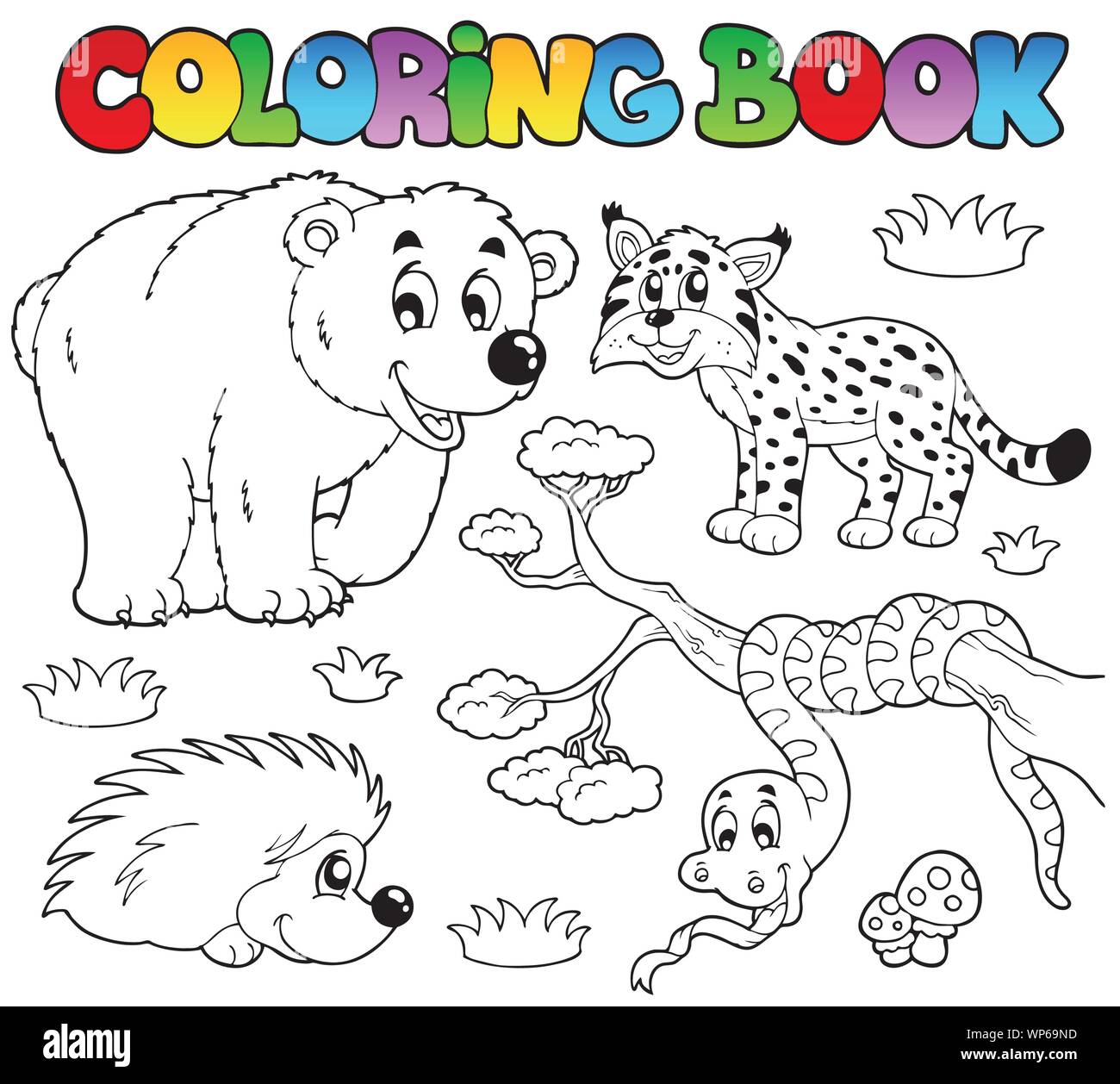 Coloring book with forest animals stock vector image art