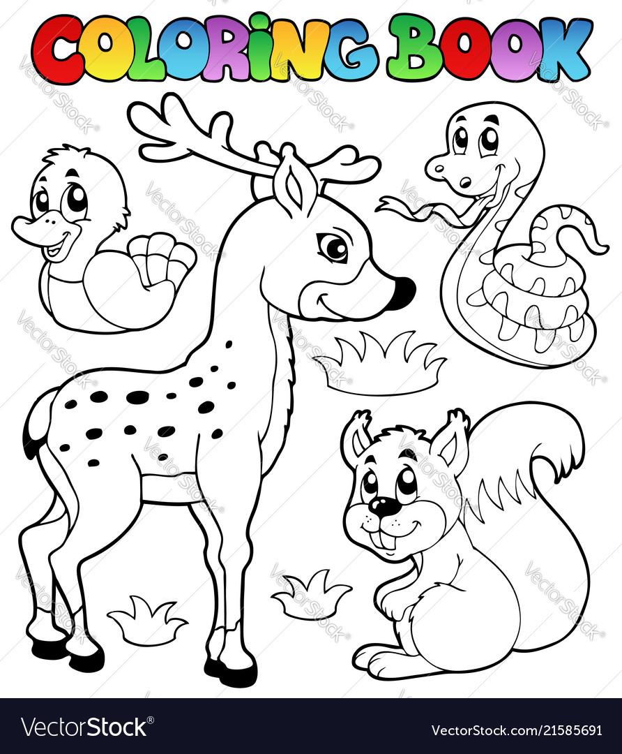 Coloring book with forest animals royalty free vector