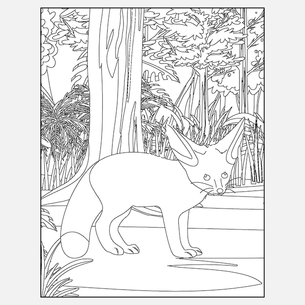 Premium vector printable fox forest animals coloring pages for kids