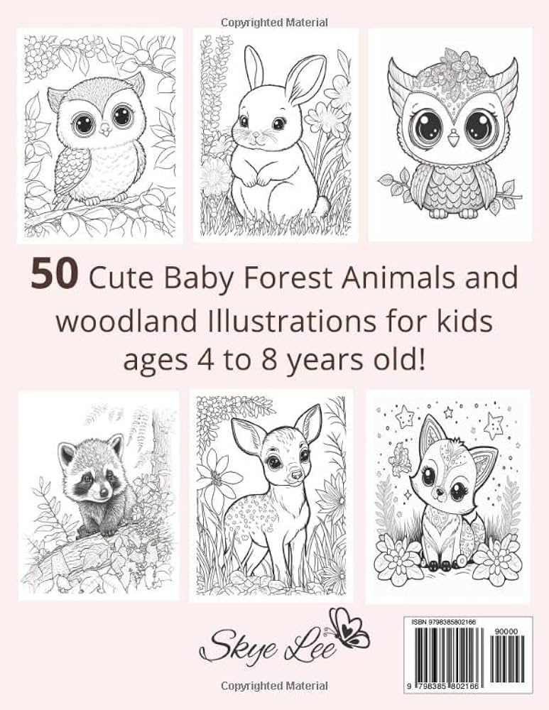 Cute baby forest animals coloring book for kids cute baby forest animals and woodland illustrations for kids ages to years old lee skye books