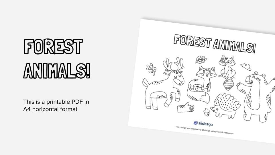 Forest animals printable coloring worksheet