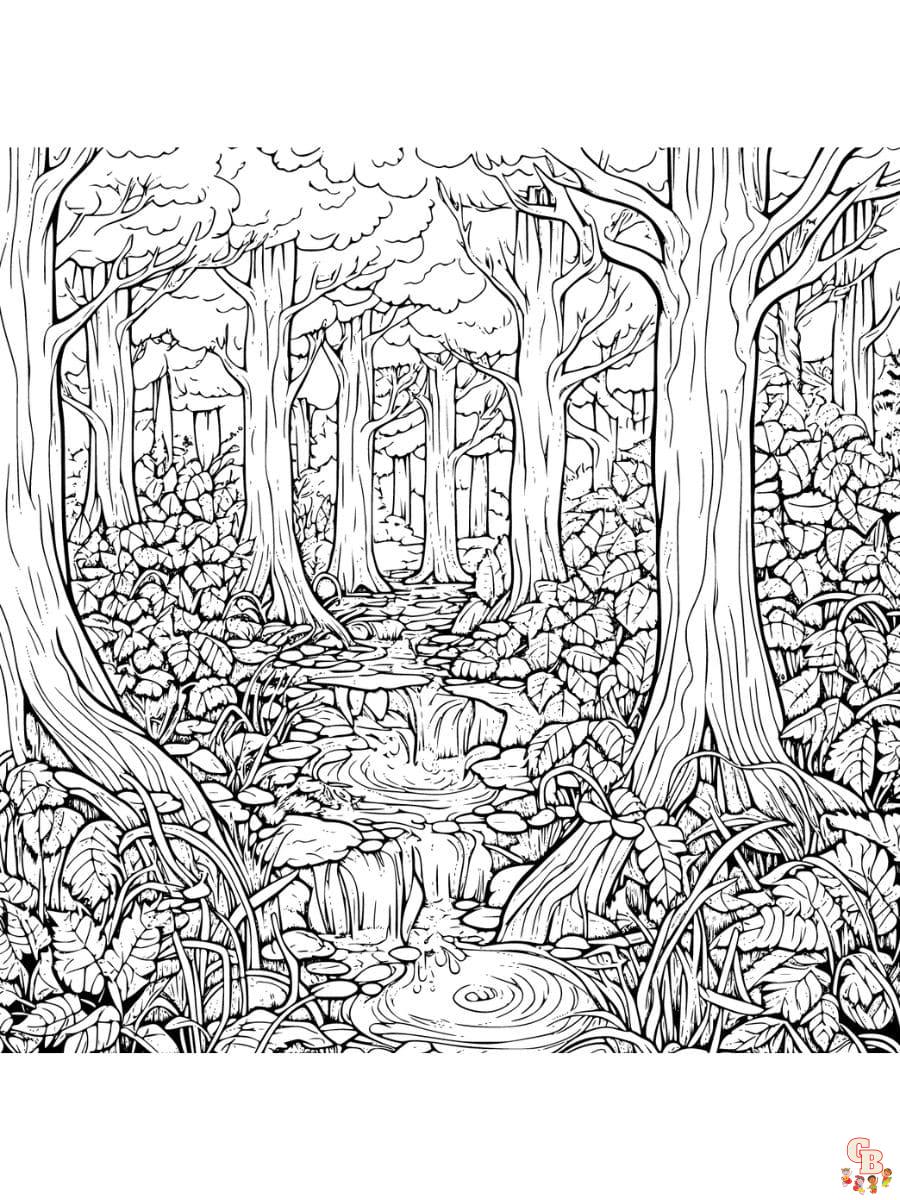 Printable forest coloring pages free for kids and adults