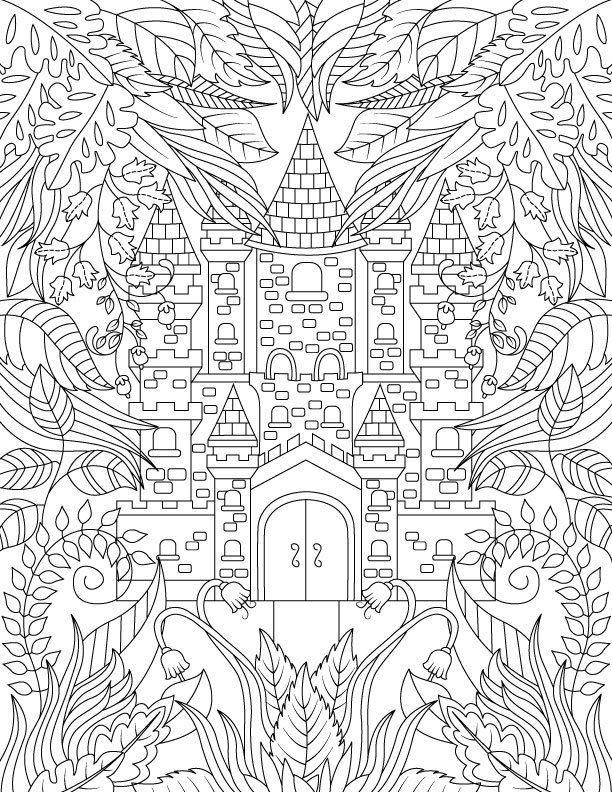 Adult coloring book magical forest by jadesummercoloring on etsy adult coloring pages coloring pages forest coloring pages