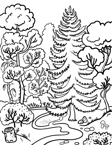 Free forest coloring page