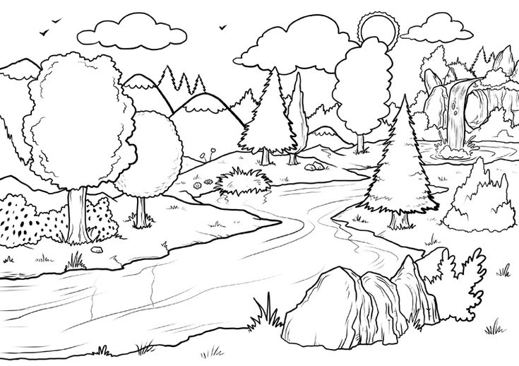 Waterfall coloring pages