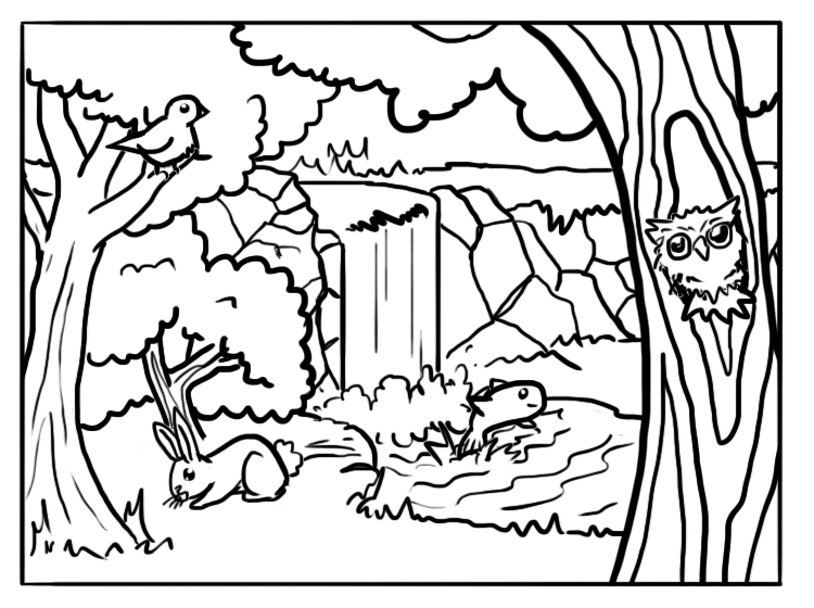 Forest coloring pages