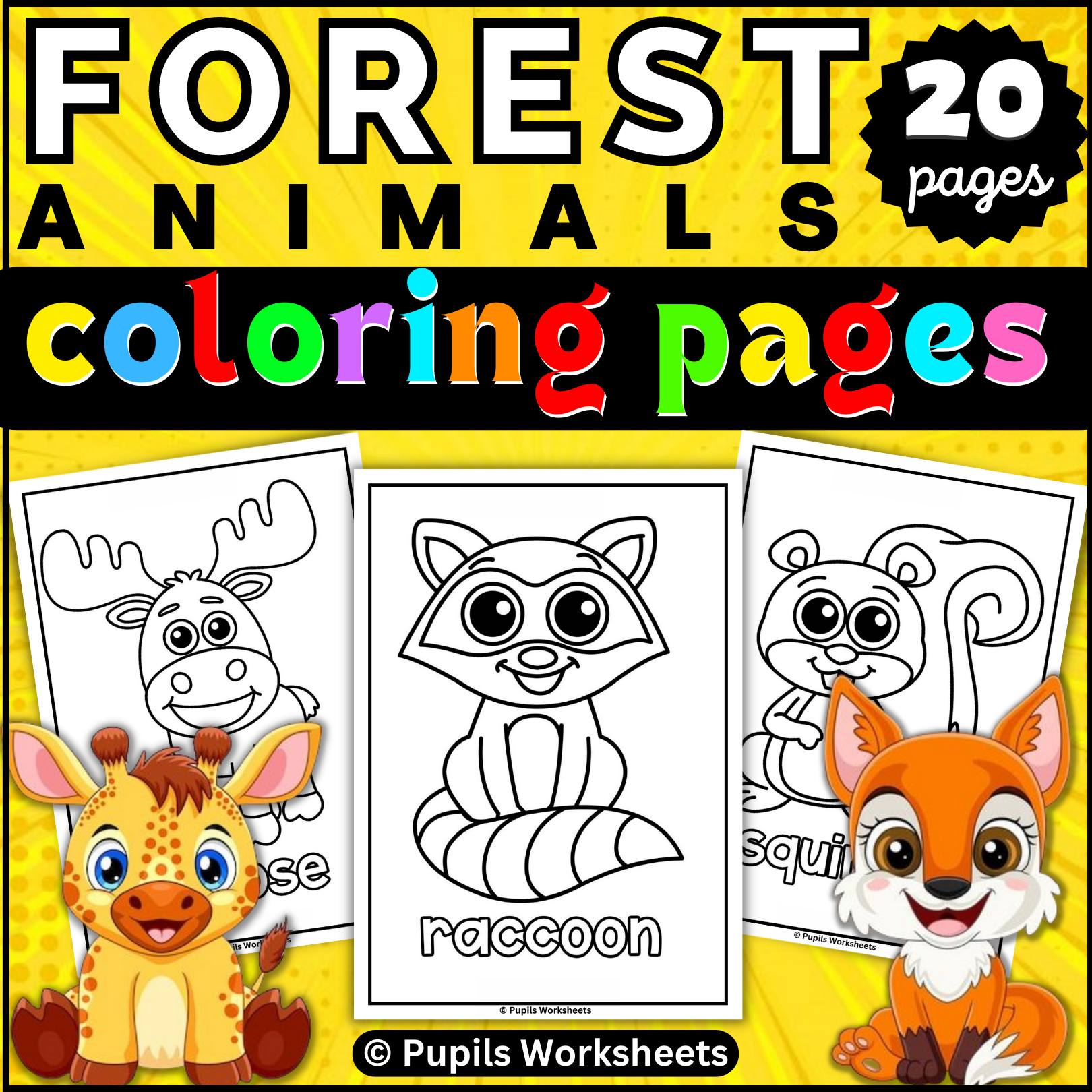 Woodland forest animals coloring pages