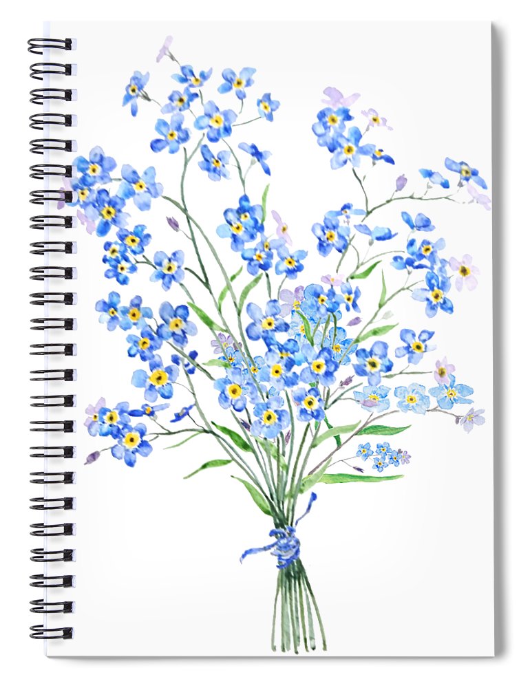 Blue forget me not flowers bouquet spiral notebook by color color