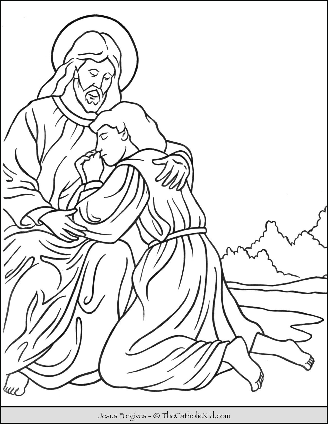 Jesus forgives coloring page