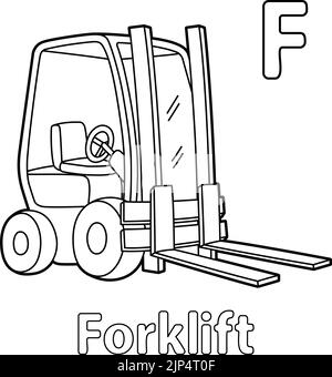 Forklift coloring page isolated for kids stock vector image art