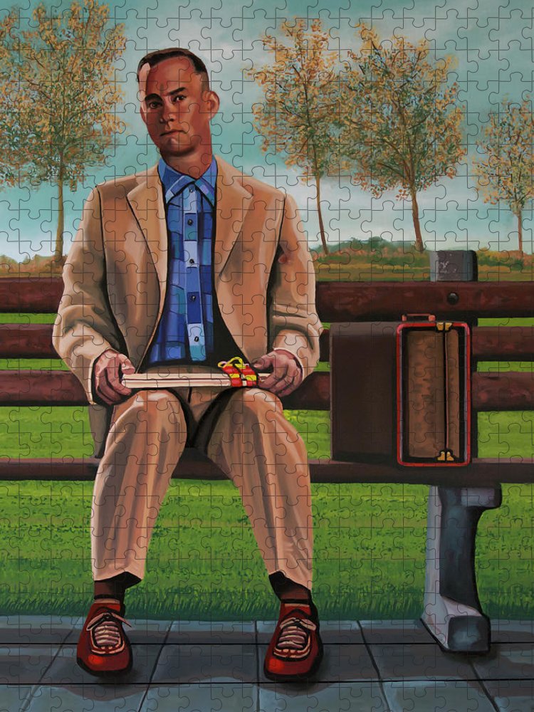 Tom hanks in forrest gump painting jigsaw puzzle by paul meijering