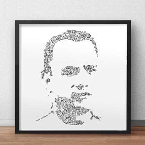 Forrest gump print with ink doodles of tom hanks â