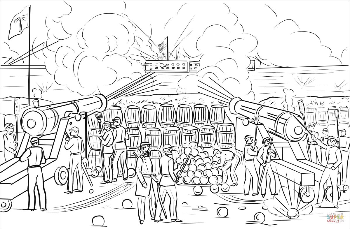 Bombardment of fort sumter coloring page free printable coloring pages