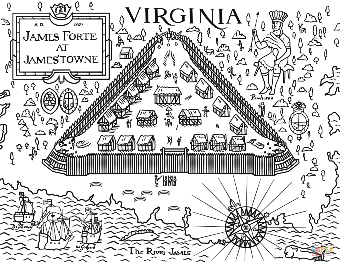 Jamestown fort coloring page free printable coloring pages