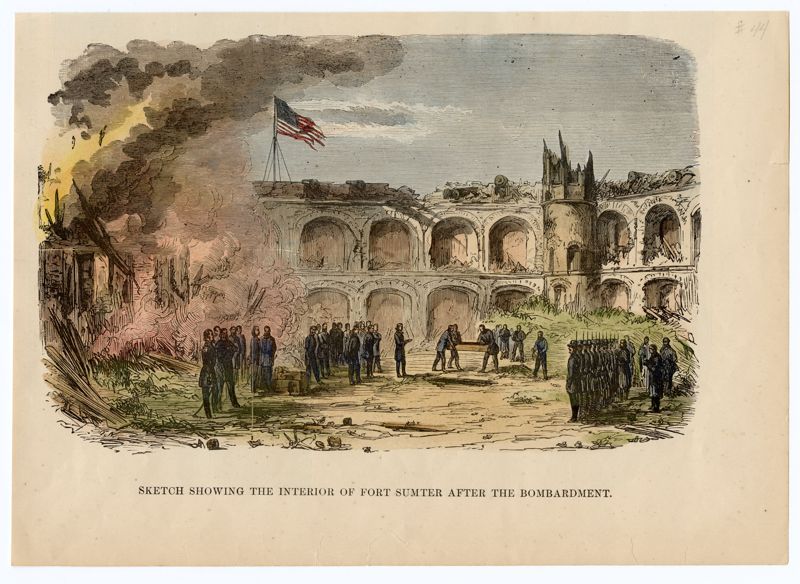 Sketch showing the interior of fort sumter after the bombardment tify