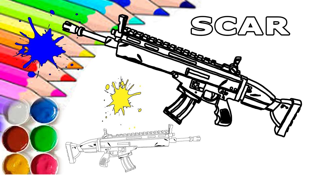 Fortnite scar siegebreaker homemade printable coloring page for kids