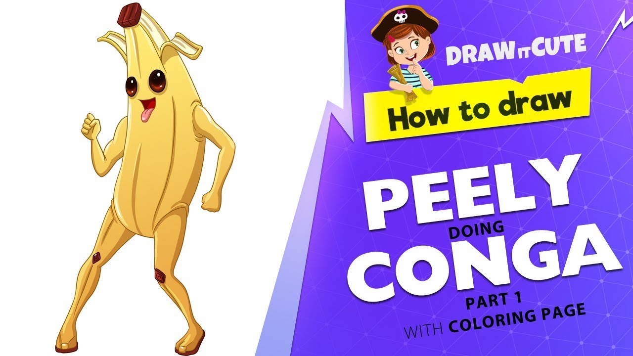 How to draw peely doing conga part fortnite season tutorial with coloring page