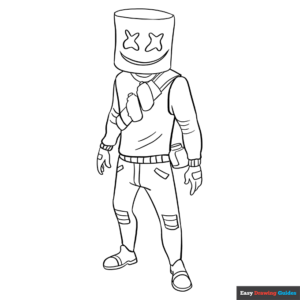 Marshmello from fortnite coloring page easy drawing guides