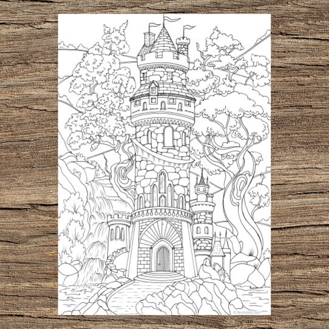 Fortress printable adult coloring page from favoreads