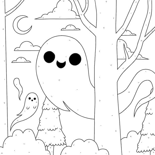 Premium vector hand drawn halloween coloring page illustration