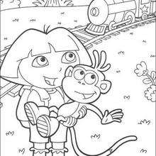 Dora boots and lootive coloring pages