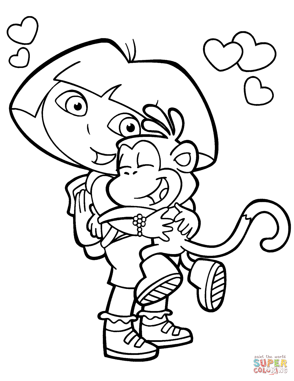 Dora loves boots coloring page free printable coloring pages