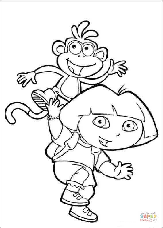 Dora with boots coloring page free printable coloring pages