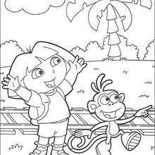 Boots the monkey and dora the explorer coloring pages