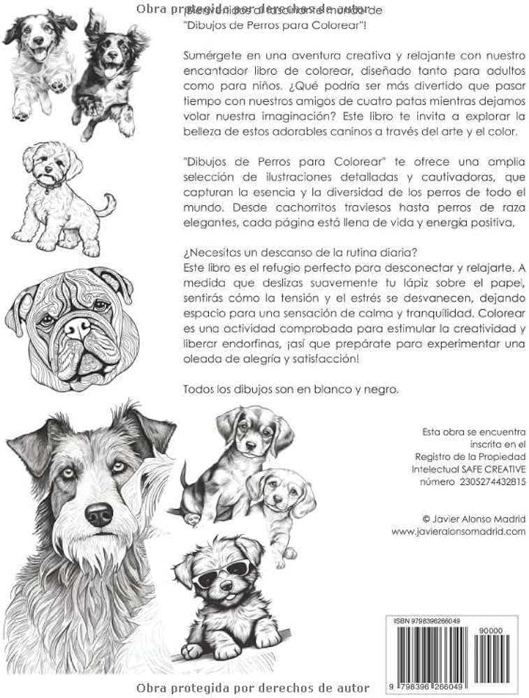 Dibujos de perros para colorear libro para adultos y niãos que deen pintar disfrutando de las razas mãs bellas de su animal favorito alonso madrid javier libros