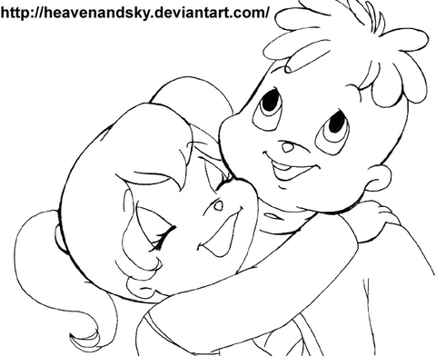 Elly and theodore from alvin and the chipmunks coloring page free printable coloring pages