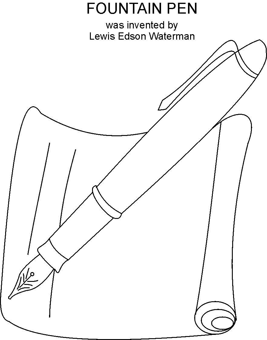 Fountain pen coloring printable page