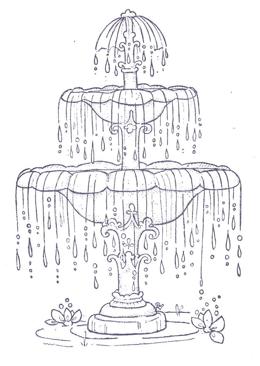 Water fountain coloring pages coloring pages paper embroidery coloring books