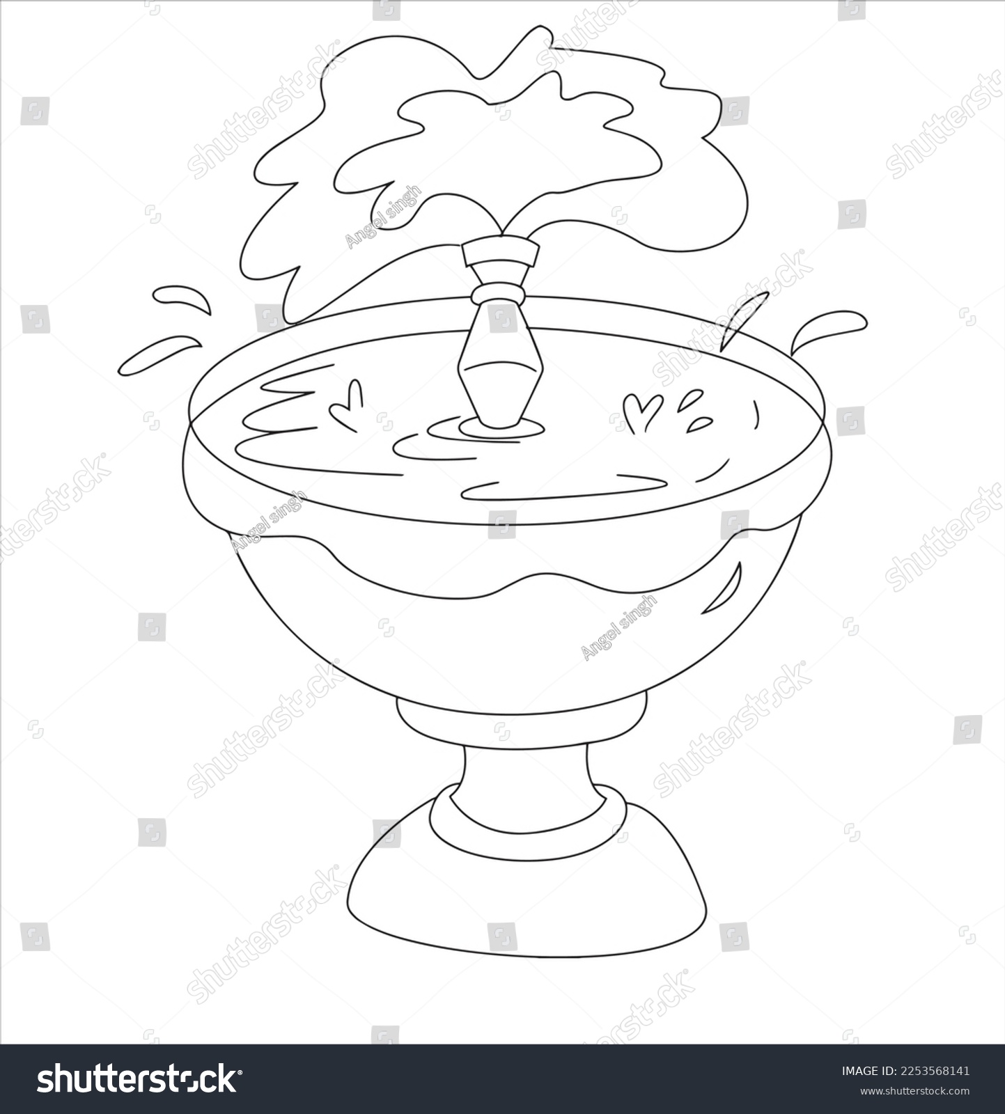 Cute cartoon fountain coloring page kidsvector stock vector royalty free