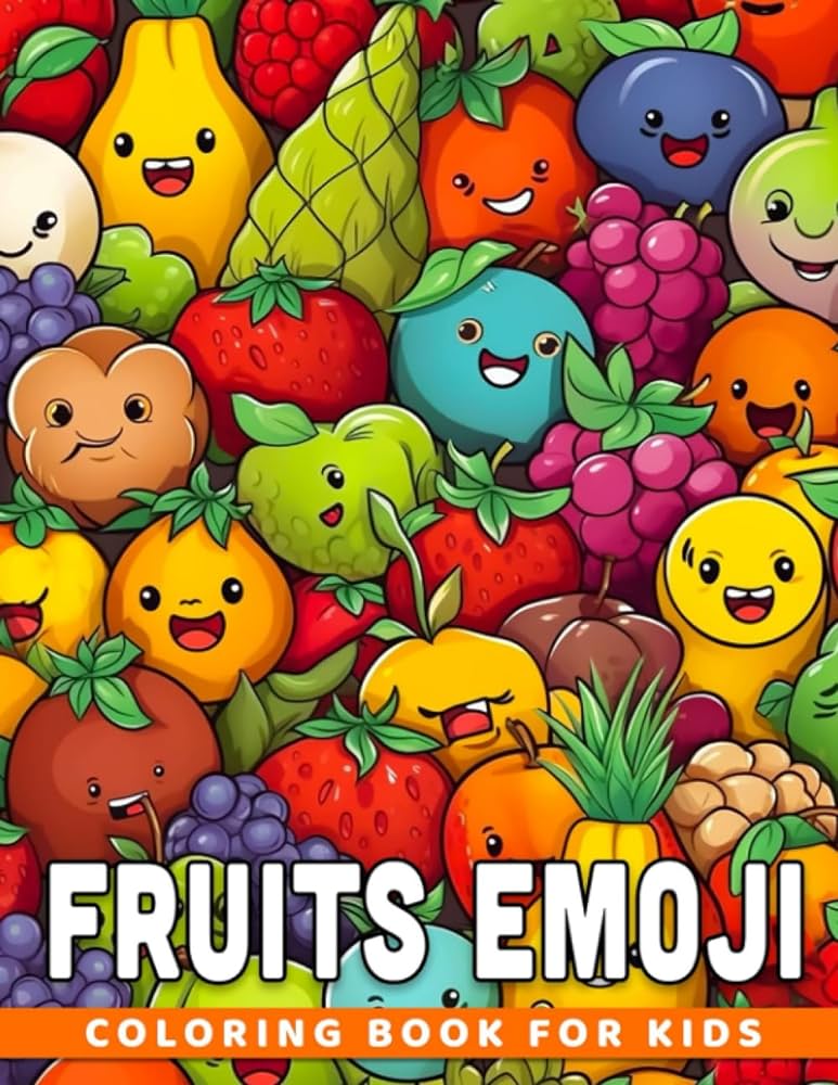 Fruits emoji loring book for kids get a set of stress