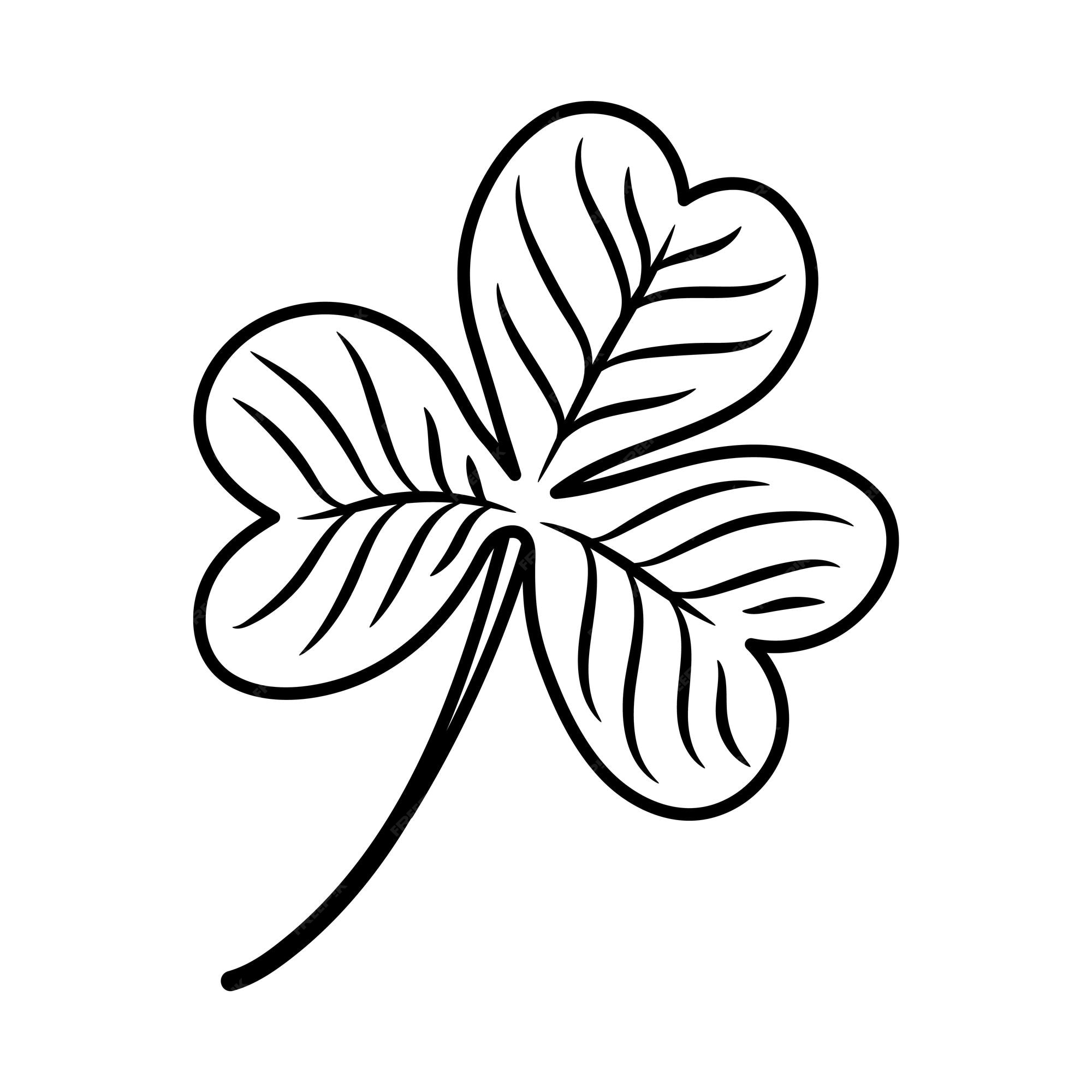 Premium vector vector black and white clover leaf illustration cute spring line icon saint patrick day symbol irish national holiday coloring page outline plant isolated on white background